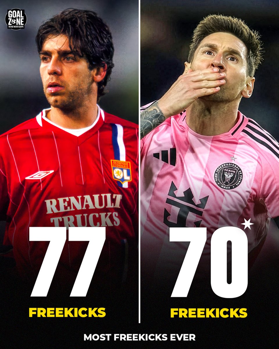 GoalZoneX's tweet photo. 🚨| BREAKING: Lionel Messi now has the 2nd most free-kick goals in history.😳

Just 8 away from another world record.🐐 https://t.co/77dAzWSZWp