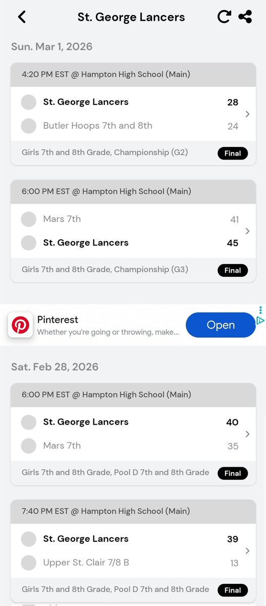 MelissaSin6's tweet photo. St. George swept the weekend and won 1st Place in the 2026 Hampton Rockets Spring Tip Off Classic, qualifying for the PA Middle School State Championship Tourney in the process. https://t.co/Mms20SoMcd