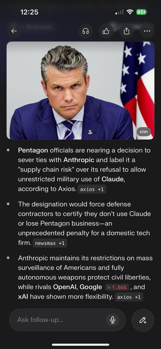 StillFindingmys's tweet photo. @markvalorian @sama Anthropic is the only closed company not folding... get ready for social credit scores https://t.co/vAZQ3rDUEA