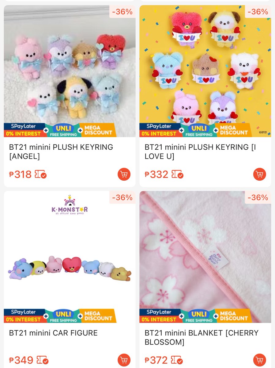 sale official bt21 items! may 20% off ₱0 min spend sa shop! 1