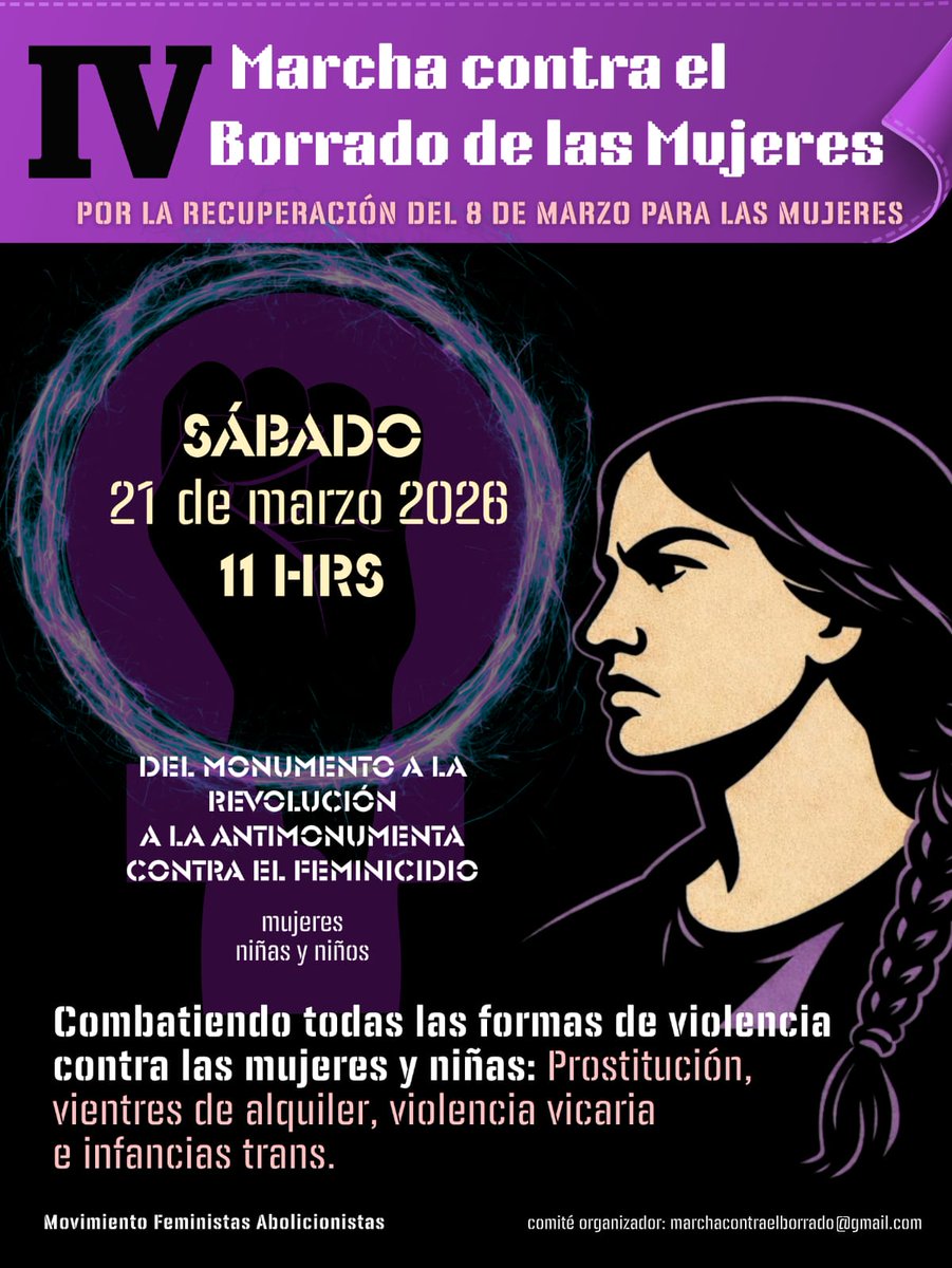Si vives en cdmx, SUMATE✨ 

Todas juntas en contra del silenciamiento: 
Ningún hombre transfeminizado es una Mujer. 
Y las Mujeres no necesitamos de los transfemeninos para escribir nuestra historia y diversidad 

¡LAS MUJERES EXISTIMOS Y NO SOMOS LA FEMINIDAD!