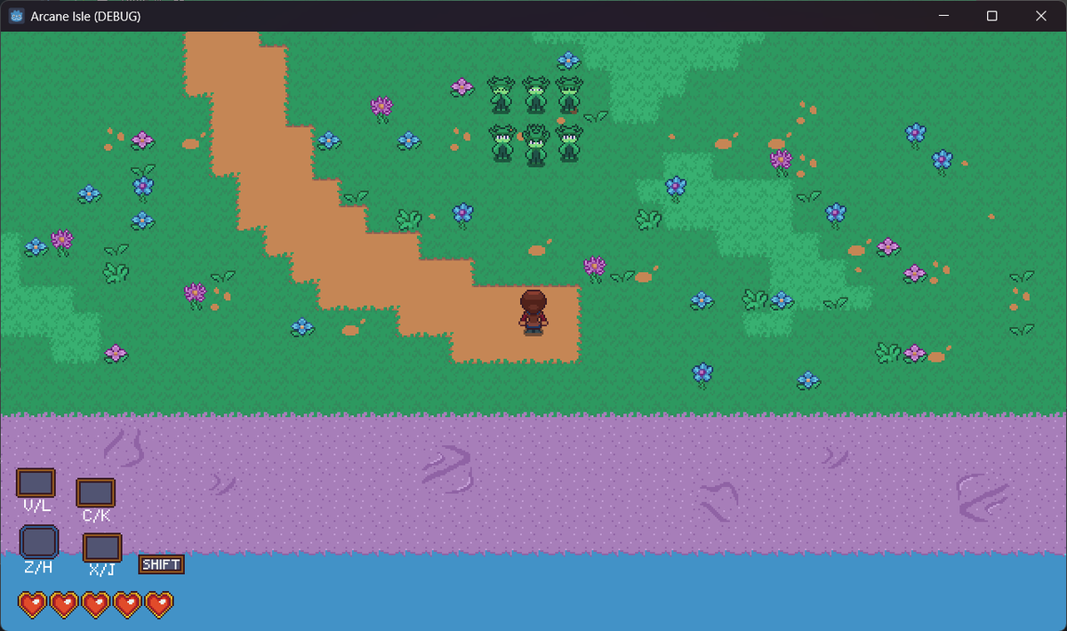 SoulwolfxP's tweet photo. Early Island Art! I also had help with the UI placement as the UI was too big and the hearts were too far away. The game is slowly coming together!
#pixelart #gamedev #indiedev #indiegame https://t.co/zlJQbaoMsG