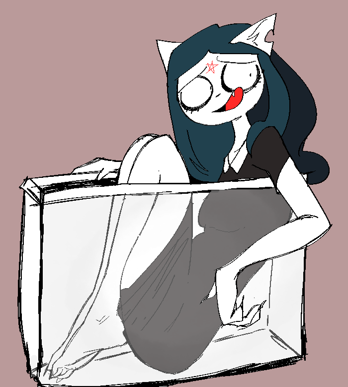moonlordress's tweet photo. hey guys whats up just came in to post this picture of claire from The Summoning stuffed in a box i kinda wanted it to be a really small box that would be hard for her to get out of without help but the box isnt that small sadly but still she cant even stretch her legs lol haha🙂 https://t.co/aKlMPxiDQ4