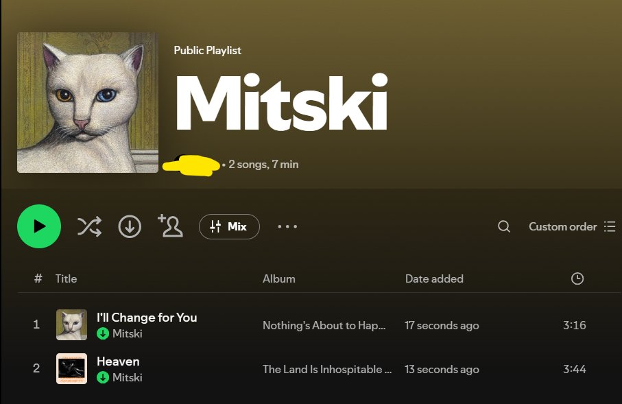 Did you know that when you put Mitski's "'ll Change for You" and "Heaven" together, they equal a length of exactly 7 minutes?