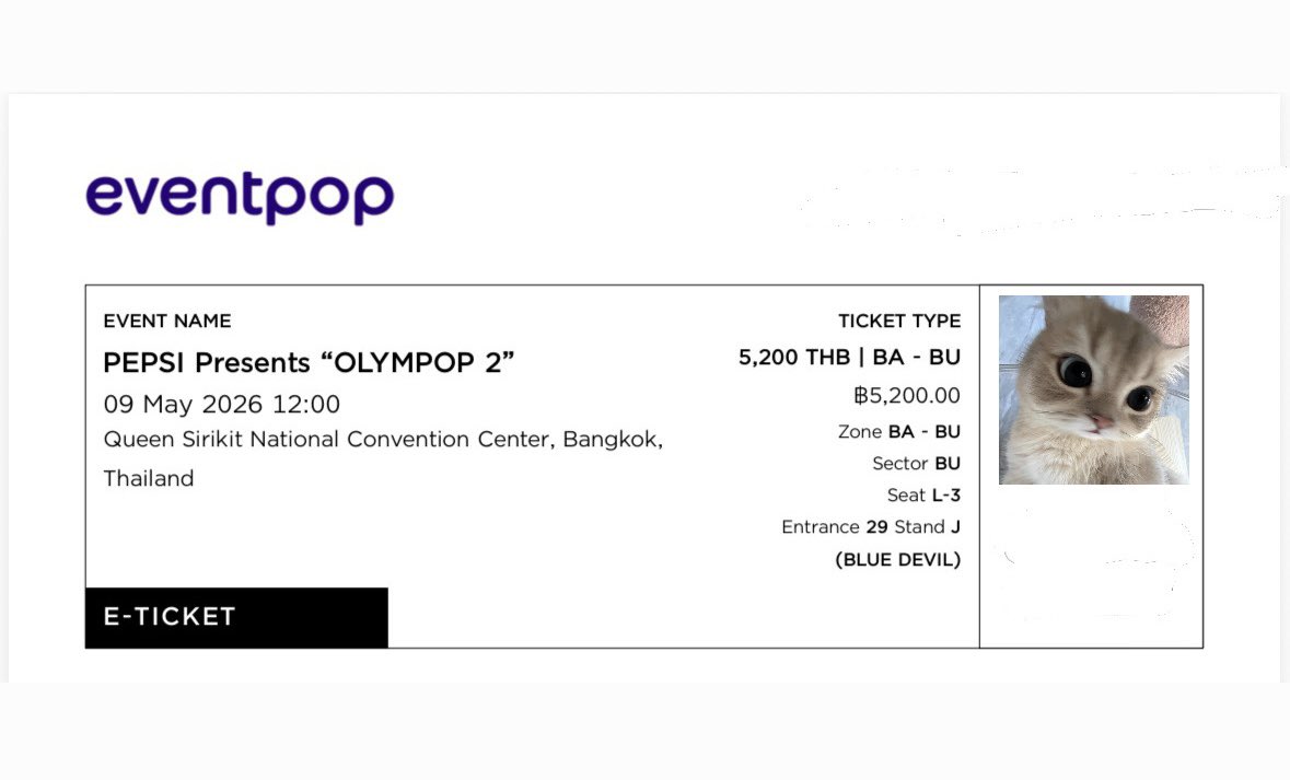 ทุกคน เราได้บัตรคืนแล้ว 😭 แจก 100 1 คน รีเลยค่ะ ฮืออออ 😭😭😭 

#PEPSIpresentsOLYMPOP2