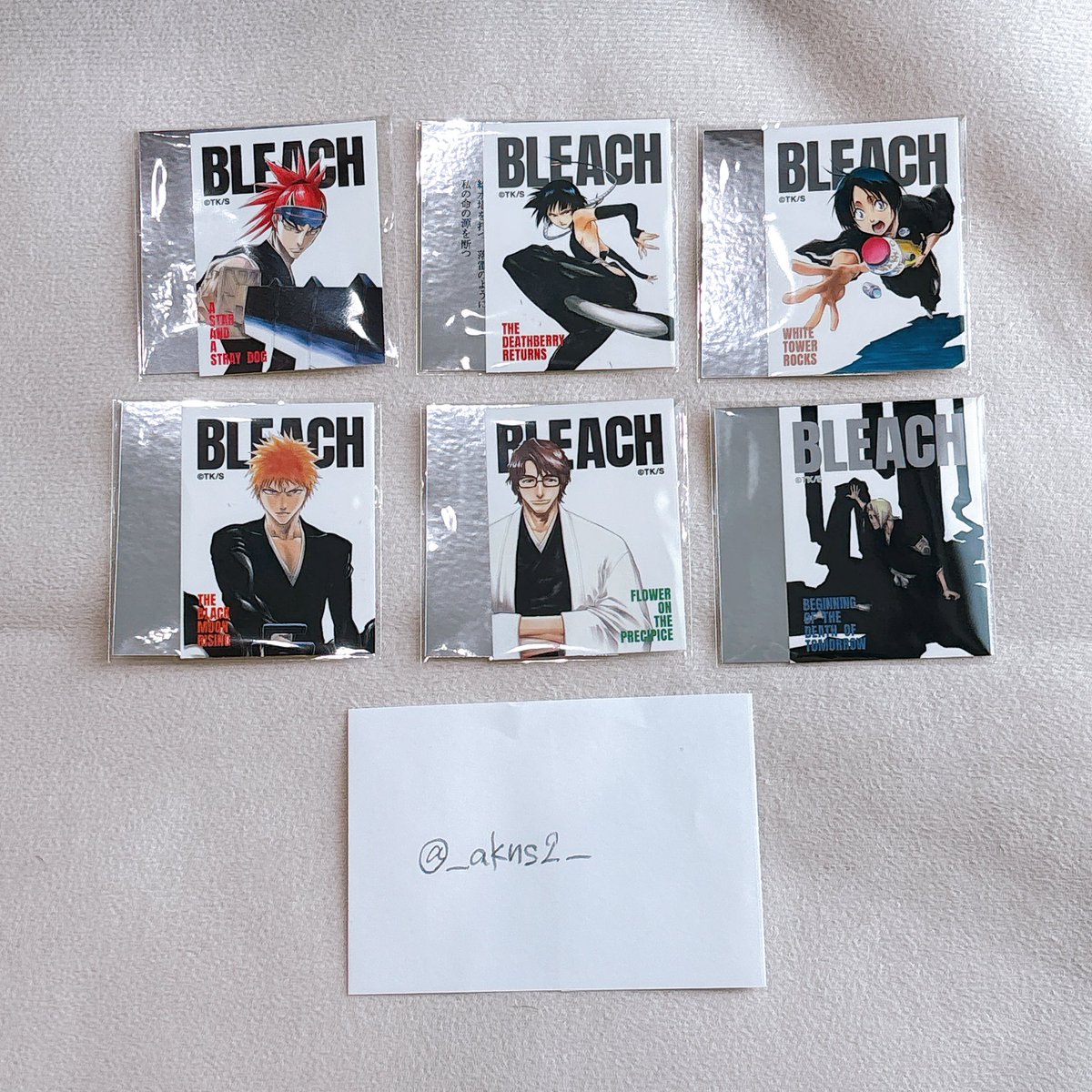 _akns2_'s tweet photo. 【交換・譲渡】BLEACH 巻頭歌ステッカー 第一弾

譲：画像1(11,12,14,15,18,19)

求：5巻 茶渡 2点>定価+送料

◎ミニレターにて郵送
◎交換含めて2点から優先

検索からもお気軽にお声がけください。 https://t.co/kyOWTvlTGo