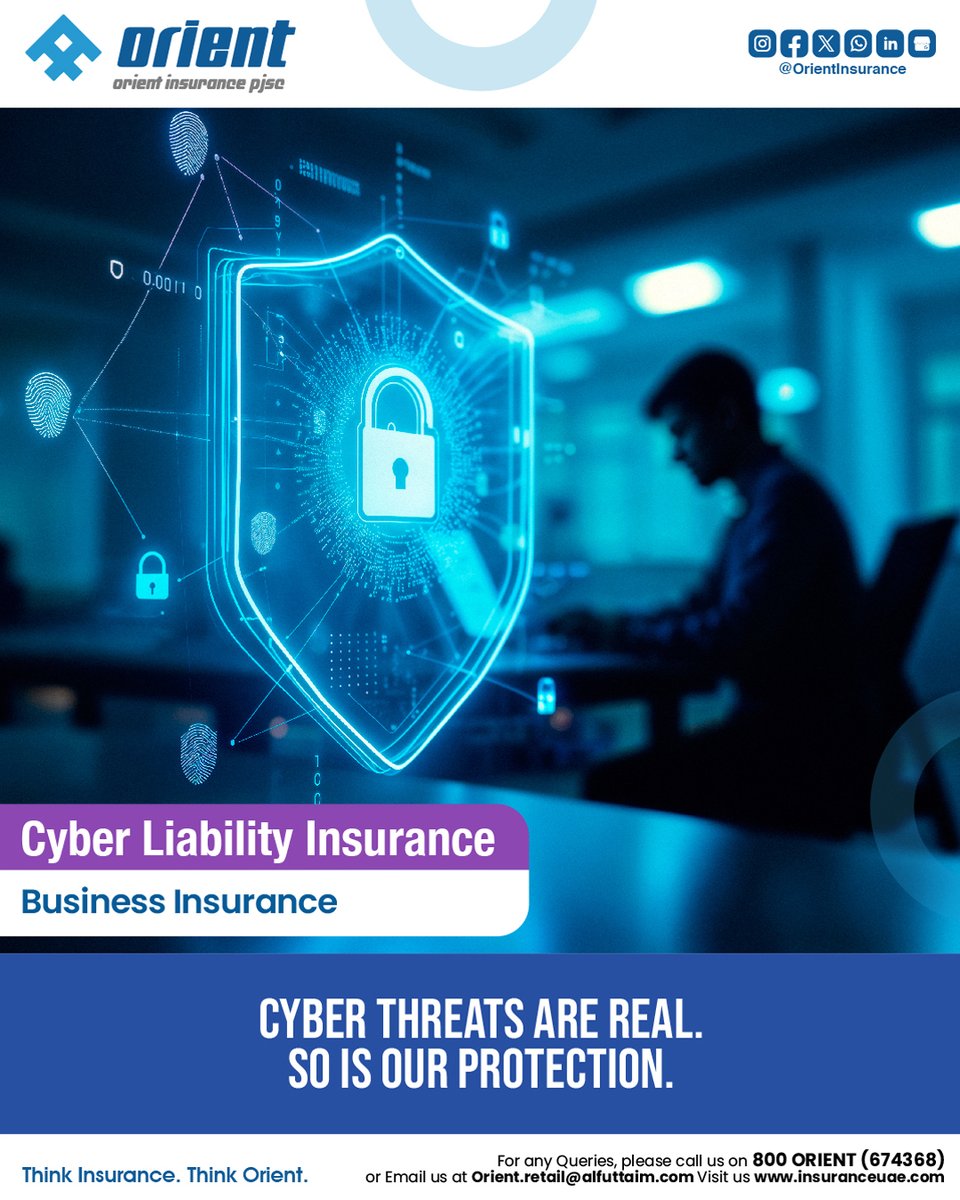 OrientInsurance's tweet photo. Cyber incidents disrupt business and trust. Orient #CyberliabilityInsurance covers breaches, ransomware, network failure, and interruption. Terms apply.
الحوادث السيبرانية تعطل الأعمال. تأمين أورينت السيبراني يحمي من الاختراقات والابتزاز وانقطاع الأعمال 
#OrientInsurance https://t.co/AZ0GvesKL7