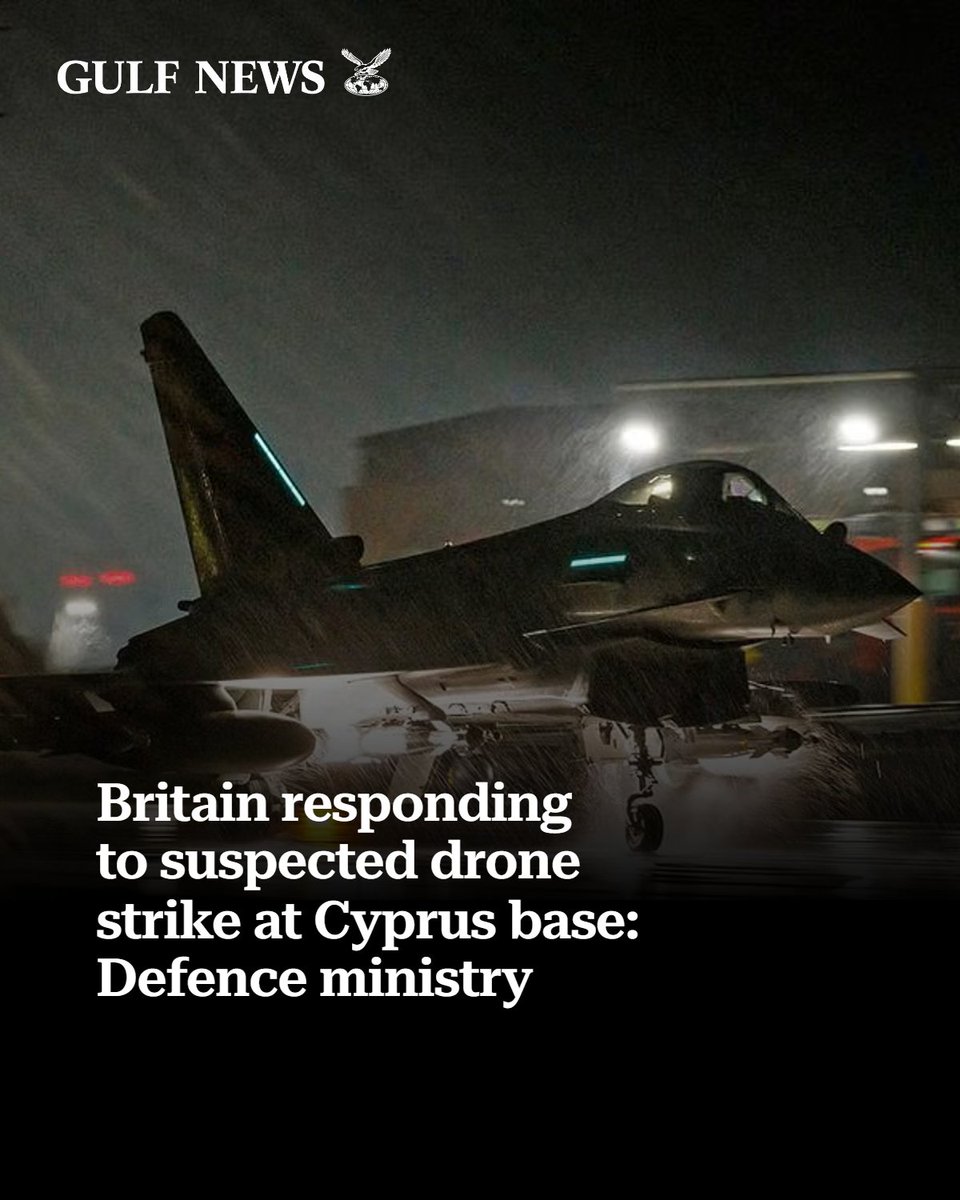 gulf_news's tweet photo. Royal Air Force Base Akrotiri hit by suspected drone strike, no casualties https://t.co/q3H6ZcPbuK https://t.co/Agzom4WJTU