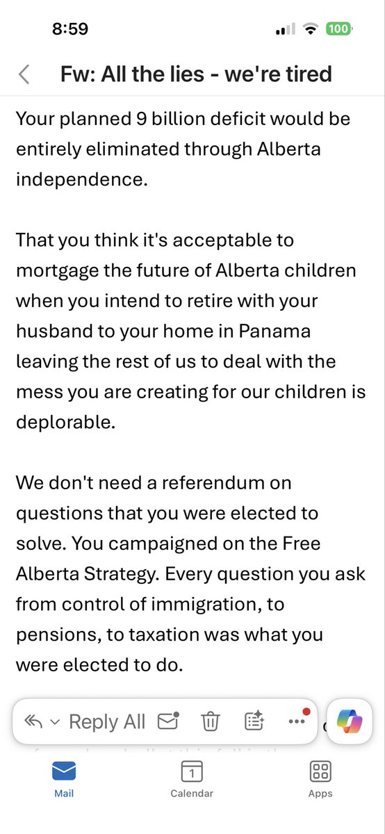 JeffreyRWRath's tweet photo. My last email to @ABDanielleSmith at premier@gov.ab.ca https://t.co/NJDki9BVaz