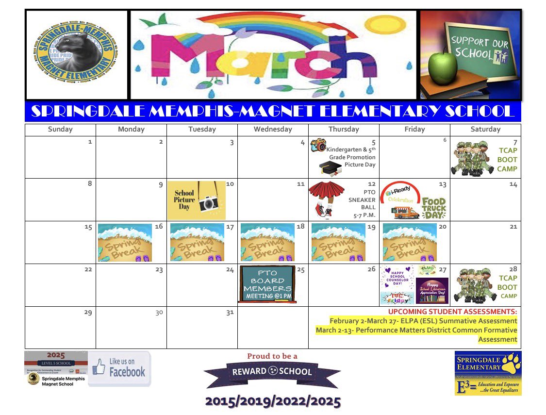 springdaleES's tweet photo. SES March Calendar 2026 https://t.co/ZnA9iN9iWP