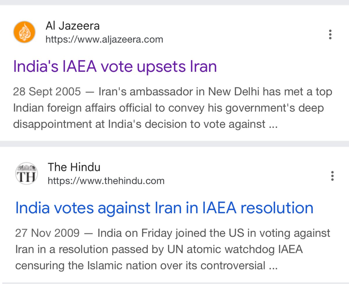 FabulasGuy's tweet photo. India voted against Iran in the IAEA thrice under MMS govt in 2005,2006 & 2009.

Centuries of civilisation partnership thrown for a toss for US friendship.

Now after Khamenei’s continuous anti India stands, India choses to stand even farther away from Iran.

But Congress that was opposing a neutral Iran is suddenly in love with an anti India Iran.

As someone rightly said, in Modi hate, Congress has become Anti India. And Congress keeps proving it right every time.