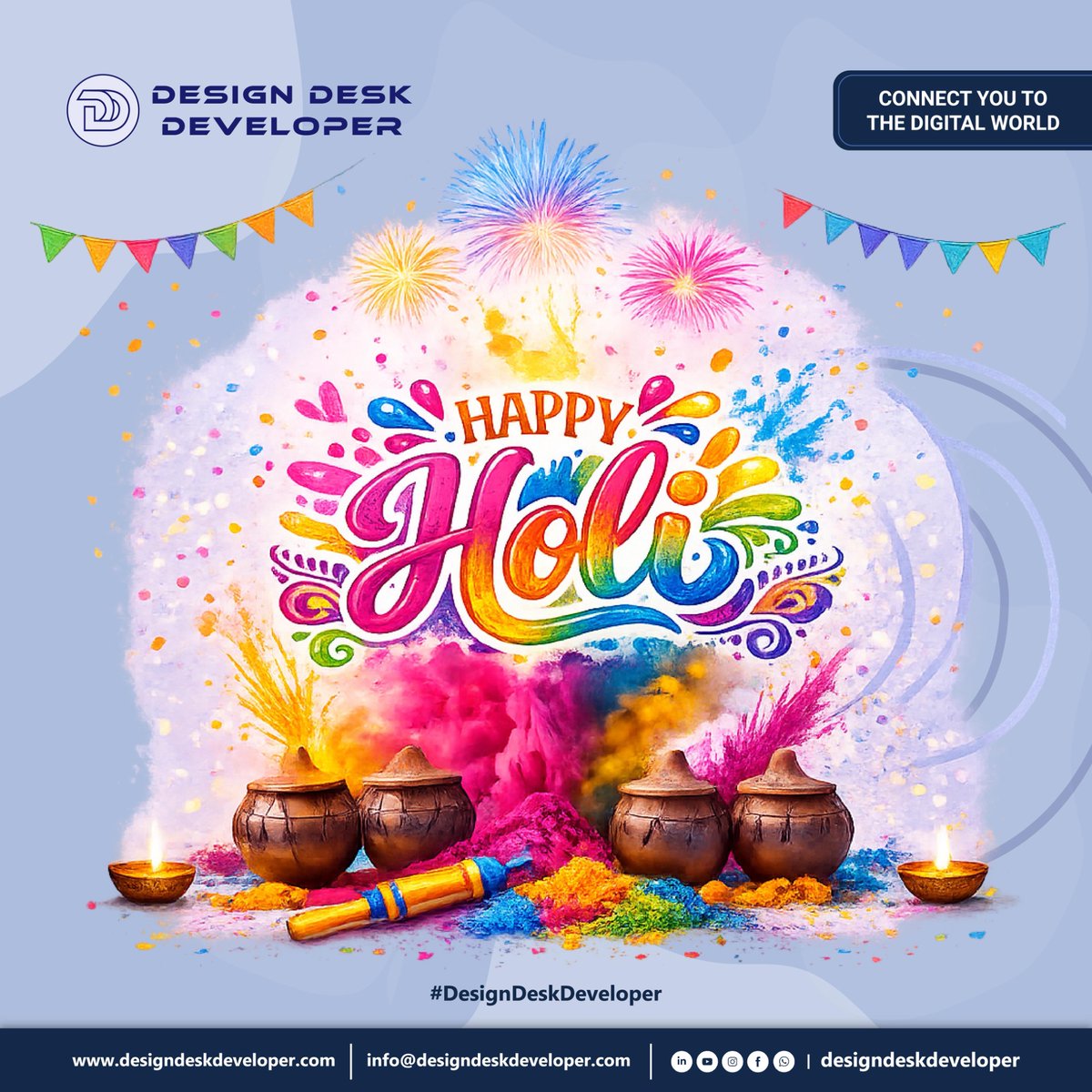 DDD_2806's tweet photo. Code in Color. Design with Passion. 🌈

Happy Holi from the team at Design Desk Developer! 🚀

#HappyHoli #colours
#rang #enjoy
#CelebrateLife #PositiveVibes
#HappinessAhead #GratefulHeart
#DesignDeskDeveloper #Desk #Developer
#DDD #IT #company https://t.co/jR9FTR5rY7