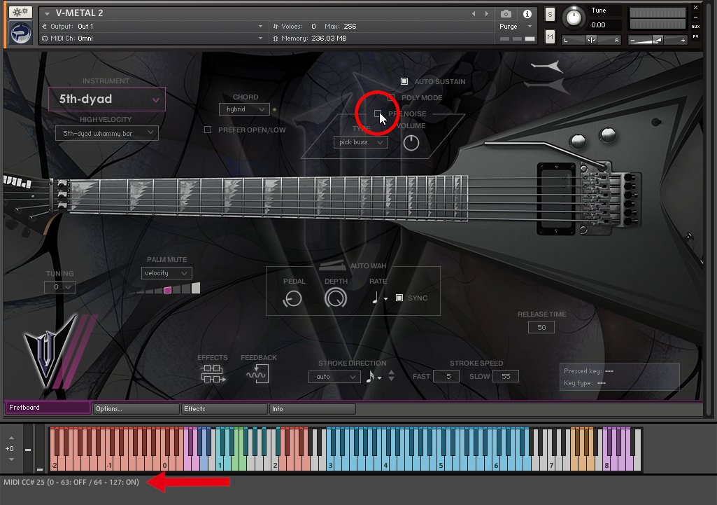 HozoOkazaki's tweet photo. Prominy音源のMIDI CC、マニュアルの対応表を何度も見直すのは大変ですよね？

① KONTAKTの「VIEW」→「Info」を有効に
② UIのスイッチやタブ等にカーソルを置く

これだけでKONTAKTの画面一番下に「どのCC#で動くか」とその設定値が表示されます。
#DTM #Prominy #KONTAKT https://t.co/PZzonEINtl