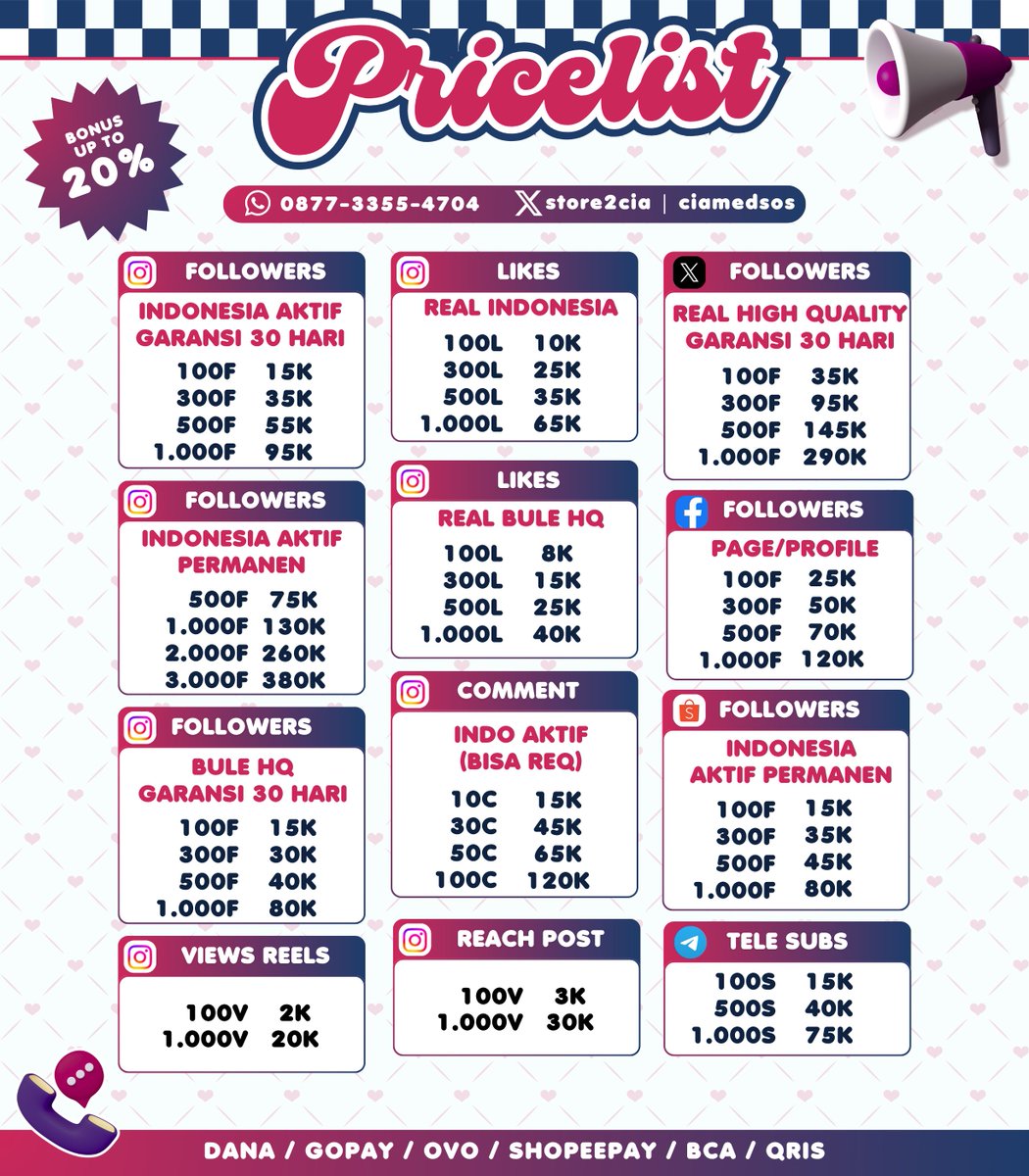 𝓒𝓲𝓪 | jual followers like ig indo permanen tweet media