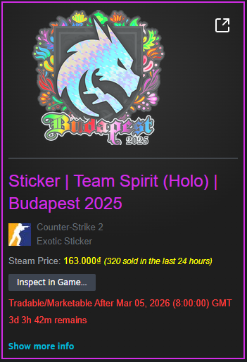 nevertonycs's tweet photo. 🎁 ($6.5) Sticker | Team Spirit (Holo) | Budapest 2025

✅ Follow me
✅ Like &amp; Retweet
✅ Comment "#SaveDangerZone"

⏰ Rolling once this reaches 75 participants

#CS2 #CS2Giveaway #CSGiveaway #Giveaway https://t.co/SpuVoR3waN