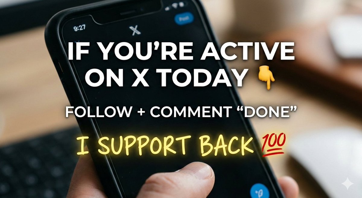 If you’re active on X today 👇
Follow + Comment “DONE”
I support back 💯