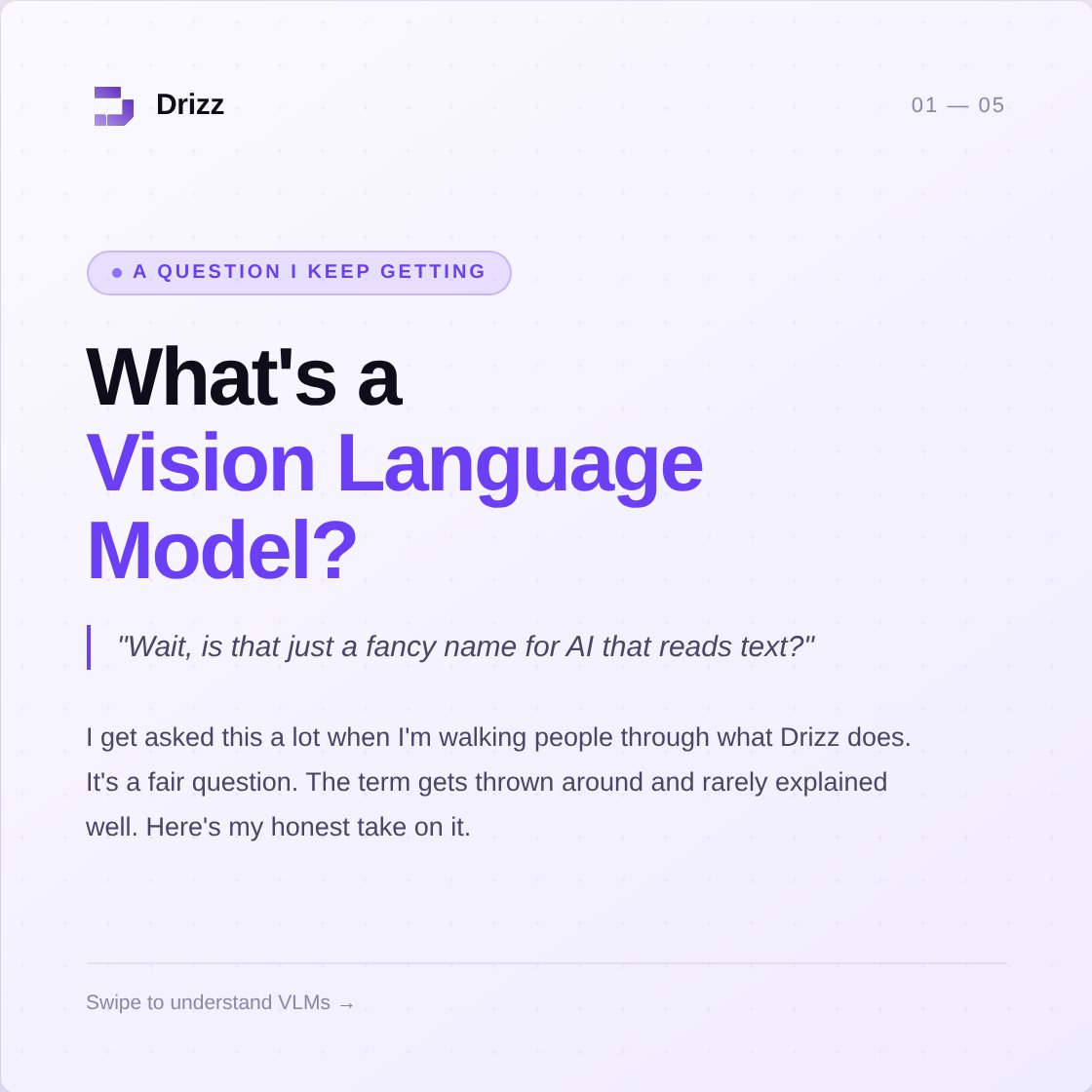 Asad_abraar's tweet photo. Everyone building mobile apps keeps asking me the same thing when I walk them through Drizz:

"Wait,  what actually IS a Vision Language Model?"

Fair question. The term gets thrown around constantly and rarely explained well.

A thread 🧵