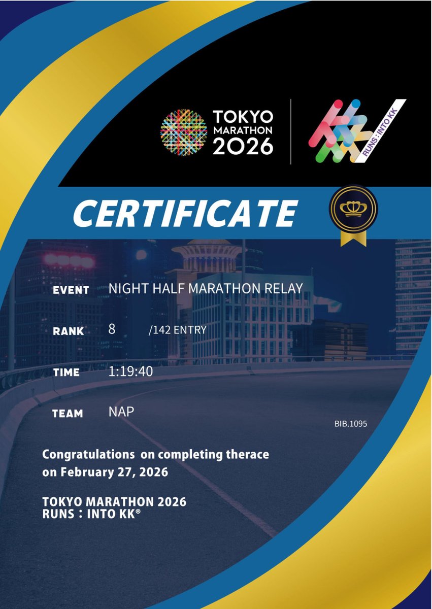 naparchitects's tweet photo. NAP マラソン部が
NIGHT HALF MARATHON RELAYにて142チーム中、8位となりました。 https://t.co/c4McaHg88u