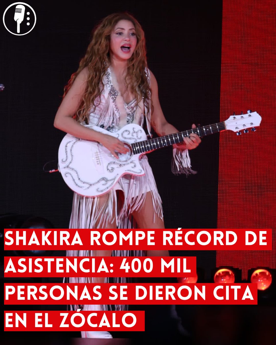 ReporterosMX_'s tweet photo. ⭕ OJO | SHAKIRA ROMPE RÉCORD DE ASISTENCIA 400 MIL PERSONAS SE DIERON CITA EN EL ZÓCALO 

Shakira (@shakira) deslumbró al Zócalo capitalino con un concierto gratuito, reuniendo a más de 400 mil fans. La cantante colombiana dejó una huella imborrable en el corazón de sus seguidores. https://t.co/wehPZ0wuoZ