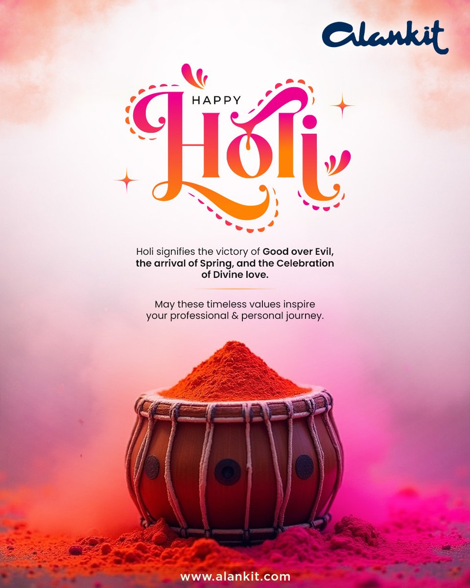 As the season of vibrant celebrations arrives, we at Alankit join you in welcoming moments filled with joy, solidarity, and festive spirit. May this day of colours inspire brighter beginnings, strengthen bonds with your loved ones, and bring warmth and positivity into every home.