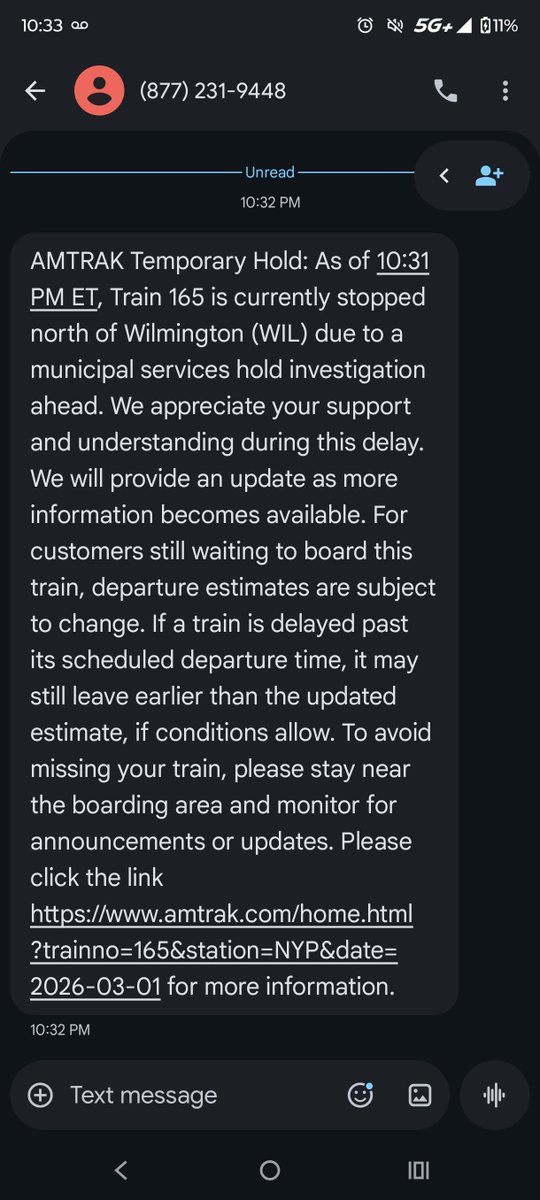 TheRealDJDez's tweet photo. @AmtrakNECAlerts what is going on in #Delaware right now?!?! Sitting at the #wilmington #amtrak station delayed for an Hour. https://t.co/FfGcIZWSS5