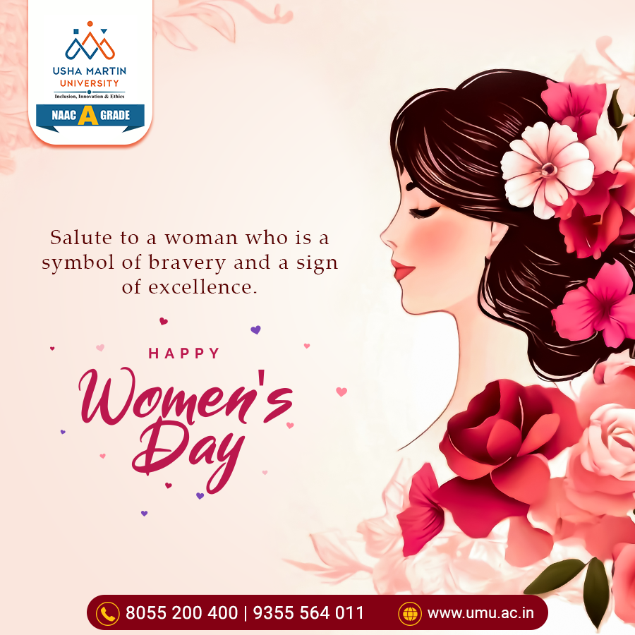 🌸 Happy Women’s Day! 🌸

Today we honor the strength, dedication, and achievements of women who inspire change and shape a better future.

May you continue to rise, lead, and shine in every sphere of life. 💜✨

#UshaMartinUniversity #HappyWomensDay #WomensDay2026 #EmpowerWomen