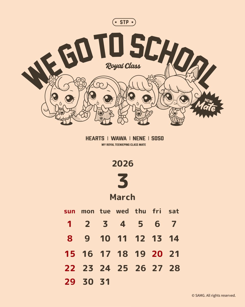🌸3月のSNS限定カレンダーを公開しました📅
卒業や新しいスタートの季節、
ハチュピンたちと一緒に3月を楽しもう📷

#ティニピン