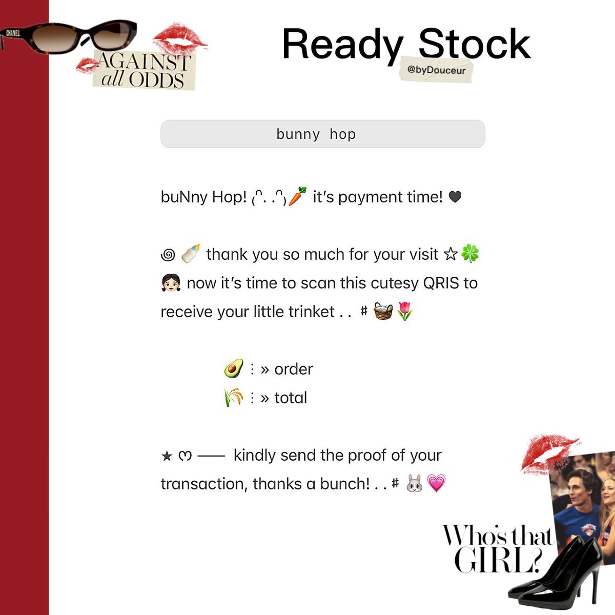 byDouceur's tweet photo. help retweet, thank you! 🍓

halo semua! aku membawa 3 WORDING PAYMENT ready stock bisa di take via DM ku dengan price IDR 5.500/each 💌

#zonauang https://t.co/uOEtm4oihz