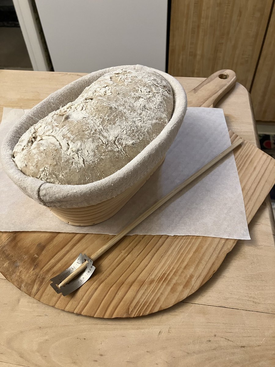 Brdycrdy's tweet photo. #realbreadweek #sourdough 

Yes. It's rye. Yes it's dark. It is 208 degrees done. 

I like my rye bread with dark crust.  Crust imparts flavor to crumb especially for rye which stores much better than others.  

I start bake at 475 for 15. Then 425. Then sits in oven off. https://t.co/8LPQpYGKQT
