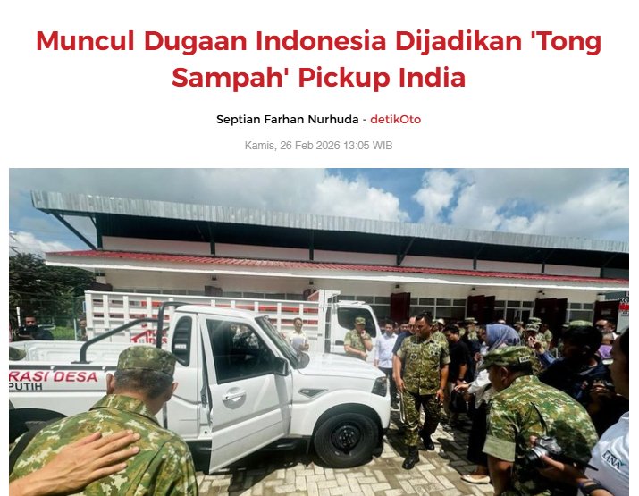 FYI, standar di India saat ini BS6 (Euro 6) sedangkan mobil pikap yang diimpor oleh Indo masih BS4 (Euro 4). Jadi bener, Indonesia emang jadi tempat penampungan produk2 busuk🤣