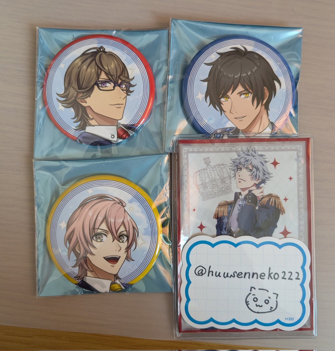 交換】うたプリ ASSHC 缶バッジ 譲：瑛一、綺羅、ナギ 求：音也 事務所