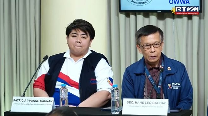 pnagovph's tweet photo. Migrant Workers Secretary Hans Leo Cacdac on Monday (March 2, 2026) says they have already talked with the family of Mary Anne de Vera, who died following an Iranian missile attack in Tel Aviv, Israel. 

Cacdac said there are around 80 to 100 OFWs in Dubai who already asked to be repatriated.  He said there are also a number of repatriation requests from OFWs in Israel, Bahrain and Qatar. However, he stressed that there is a difficulty transporting them by air due to escalating tensions, but assured that the DMW is looking for ways to get them out of there and bring them home.| Marita Moaje