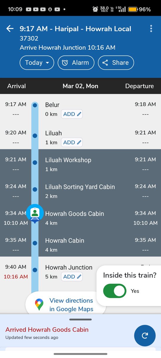 ervivekchoubey's tweet photo. @EasternRailway what has happened to the Howrah bound Haripal local. It is coming to a halt within a minute of crawling. Everyday this has become a headache and we are reaching out destination late. Today it's Haripal tmrw some other train. Look at this pic for ur reference. https://t.co/nYQDp1vRPw