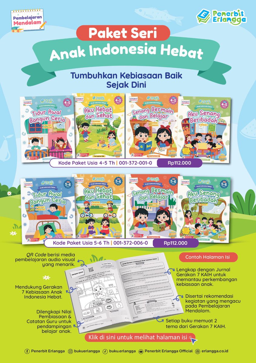 Paket Seri Anak Indonesia Hebat 📚
🔊 TERBIT LENGKAP 🔊

Paket Seri Anak Indonesia Hebat 4-5 Tahun 

Paket Seri Anak Indonesia Hebat Usia 5-6 Tahun

Pesan dsini > > bukabuku.com/searches/index…

Atau bisa cek Shope >> shopee.co.id/search?keyword…

@klubbuku 

#bukuanak 
#bukuanakmurah