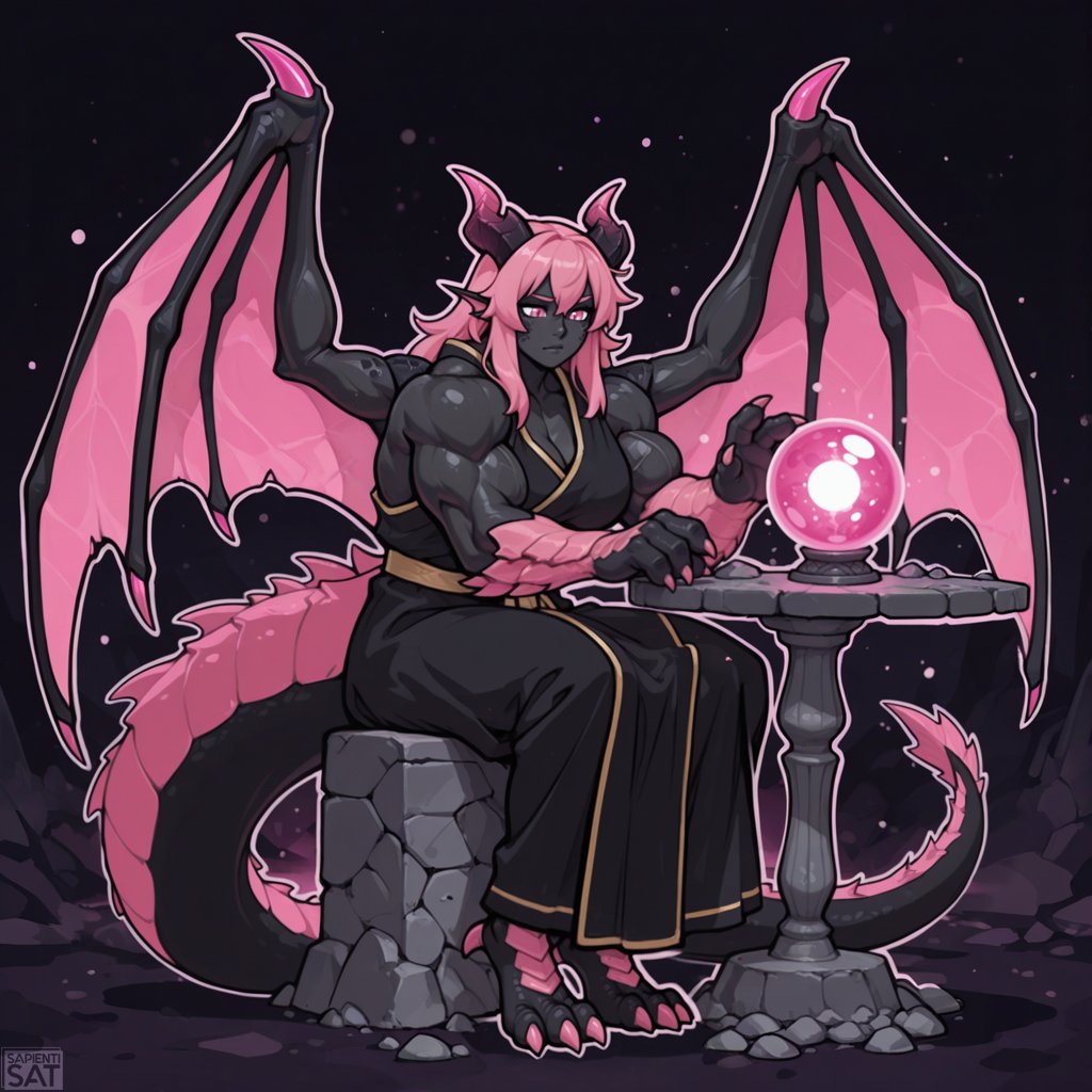 Ponderging the orb #sfw #monstergirl #dragon