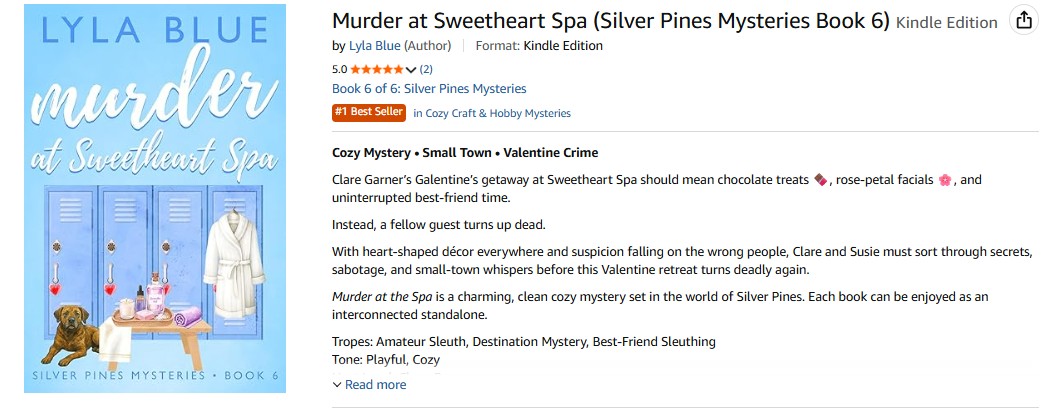 Murder at Sweetheart Spa is a #1 Best Seller.  💙
This happened because of you, every preorder, every share, every kind message. I am so incredibly grateful for this cozy, supportive community. Thank you for making this dream come true. <a href="/eerie_o/">Colleen Oefelein</a> <a href="/BlueNoseAudio/">Blue Nose Audio</a>