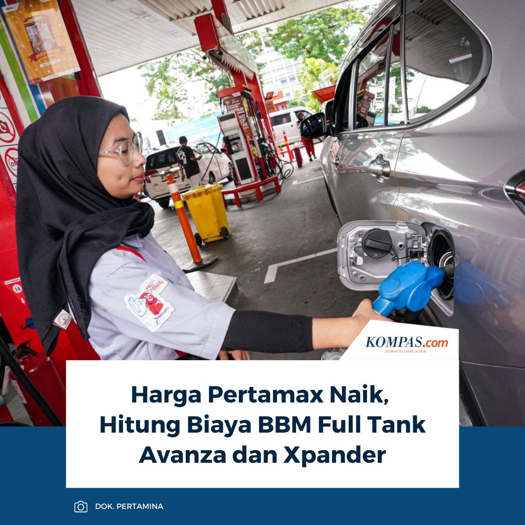 KompasOtomotif's tweet photo. Harga Pertamax nonsubsidi di SPBU Pertamina naik Rp 550/liter menjadi Rp 12.350 per Maret 2026, yang langsung menaikkan biaya operasional kendaraan harian seperti Toyota Avanza dan Mitsubishi Xpander.
Baca di sini https://t.co/2p8j1FOgaH
~AM #Pertamax #ToyotaAvanza #Xpander https://t.co/y2sNPBX8Uv