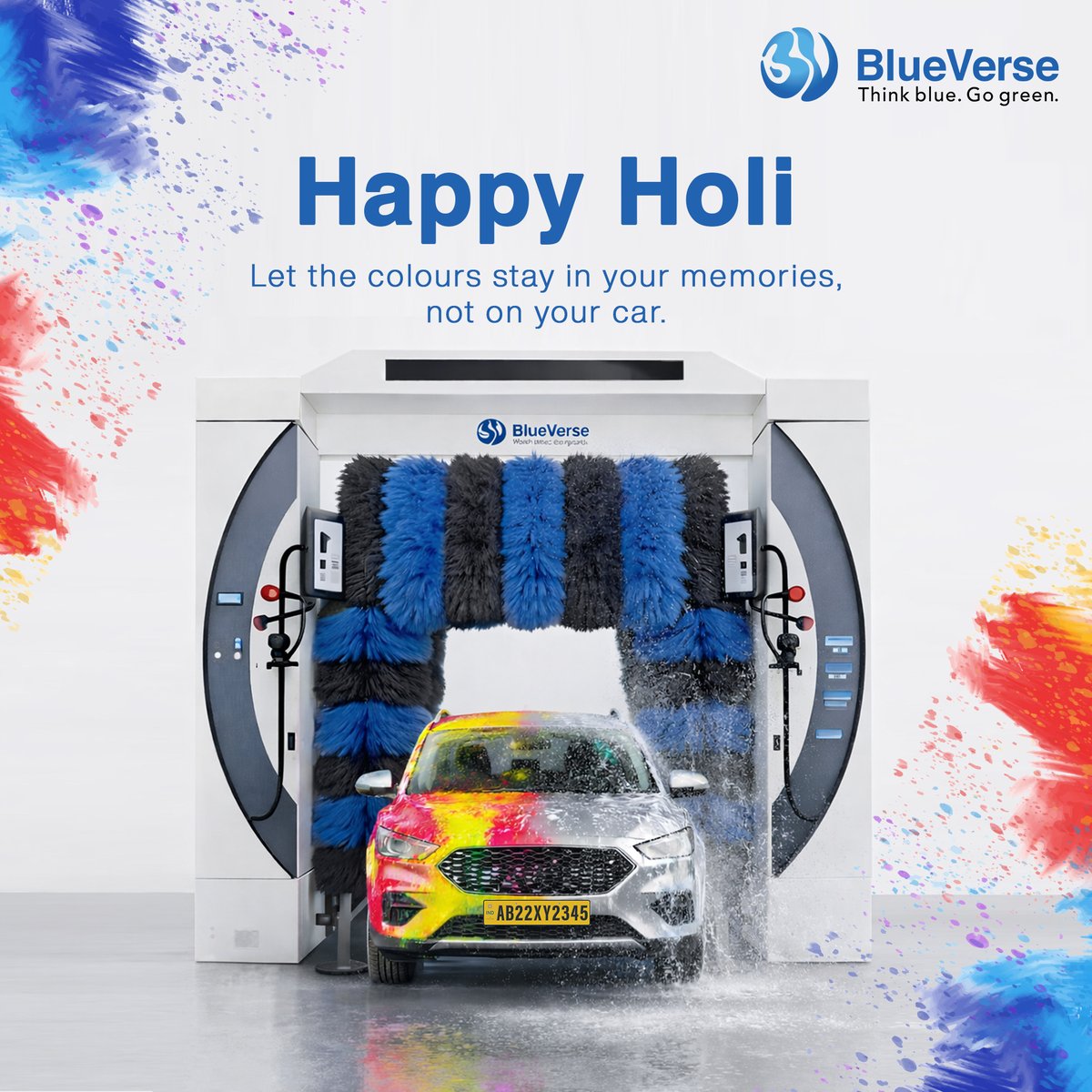 blueverseearth's tweet image. This Holi, let the colours stay in your memories — not on your car. 
Celebrate freely, drive clean.
#HappyHoli #BlueVerse #ThinkBlueGoGreen #CarCare