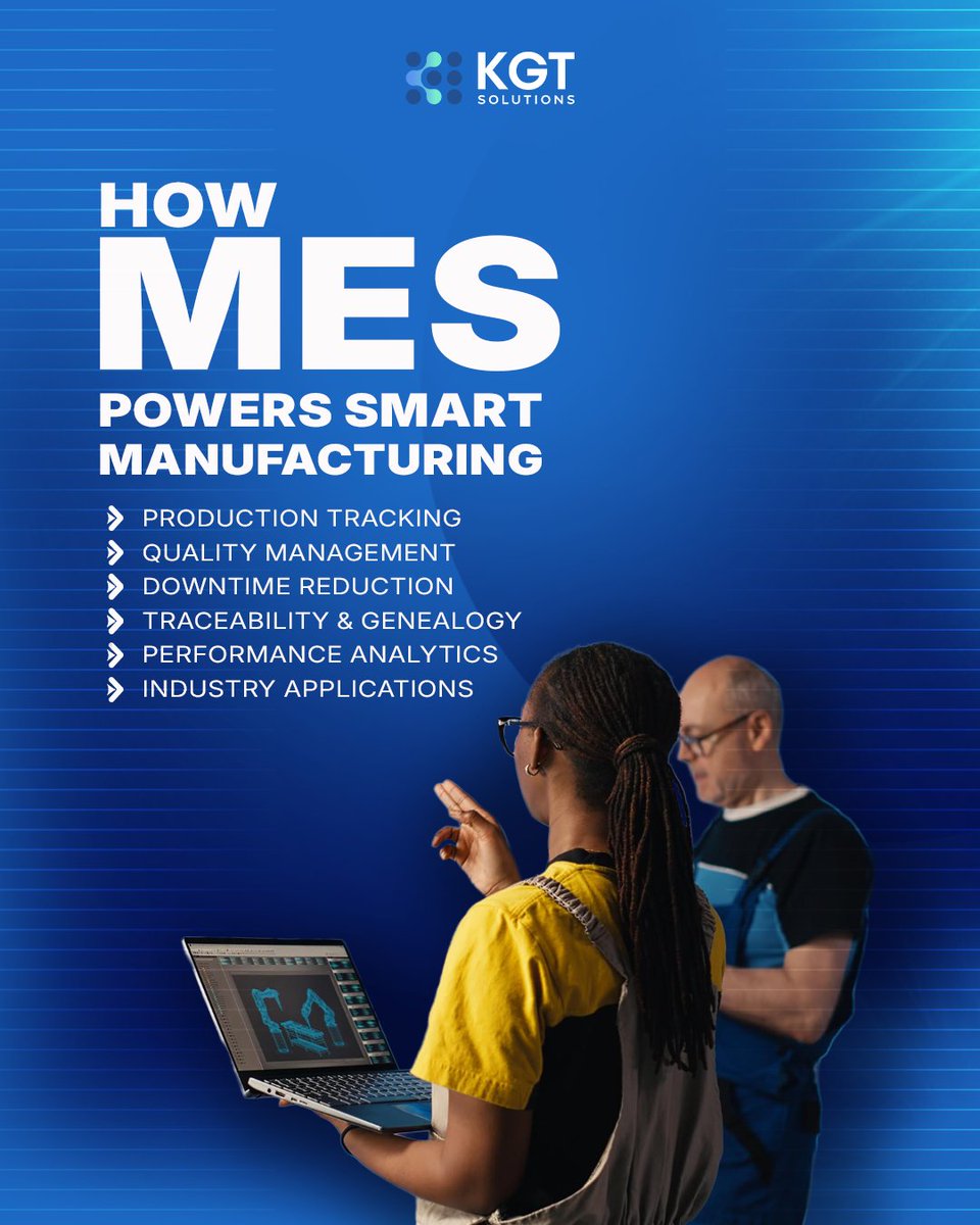 kgtsolutions's tweet photo. A powerful Manufacturing Execution System (MES) is the engine behind smart manufacturing - seamlessly connecting machines, data, and people in real time to enhance efficiency, traceability, and operational control. 
Ready to power your factory with intelligent MES?
#KGTSolutions https://t.co/aGIbGLFc8y
