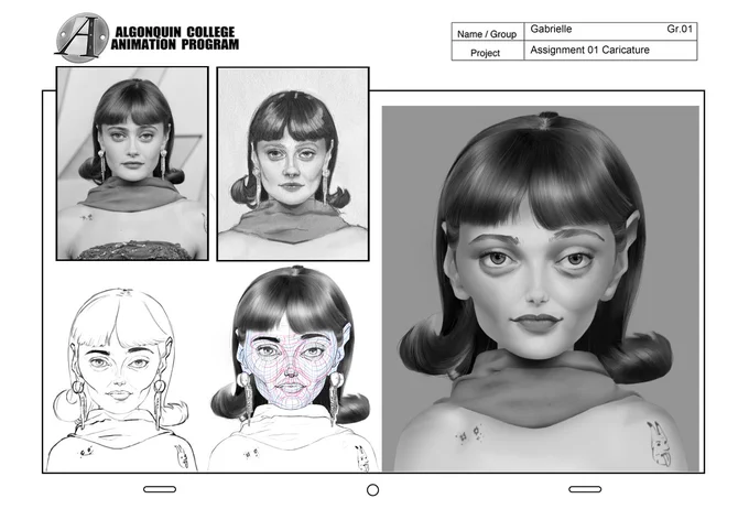 Had to draw Ella Purnell for a caricature assignment, but the teacher said no fun allowed so I couldn't push her face any further 
Also I ran out of time for the earrings... womp womp 