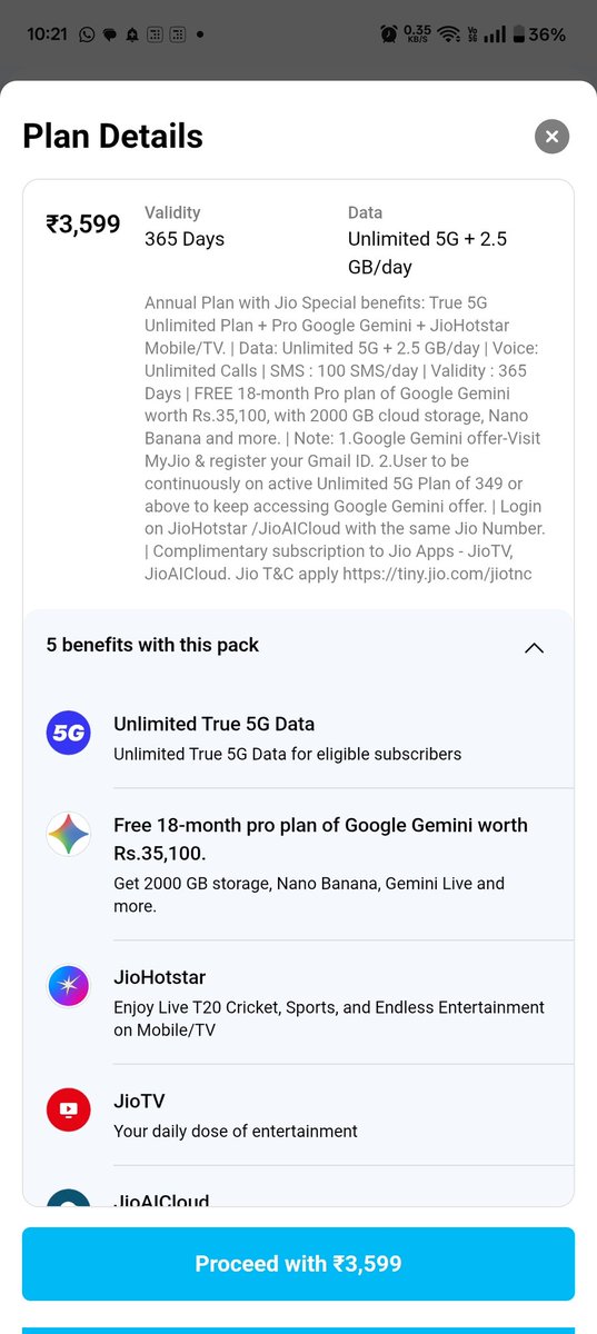 technoer's tweet photo. @TRAI @reliancejio @JioHotstar @JioCare why is misleading info being shared on 3rd party app for recharge and nobody from your side correcting it, in this plan you get JiohHotstar only for 90days and not 365days. I have done 2 connection recharges and later got a message for it. https://t.co/8Xx2F783Jr