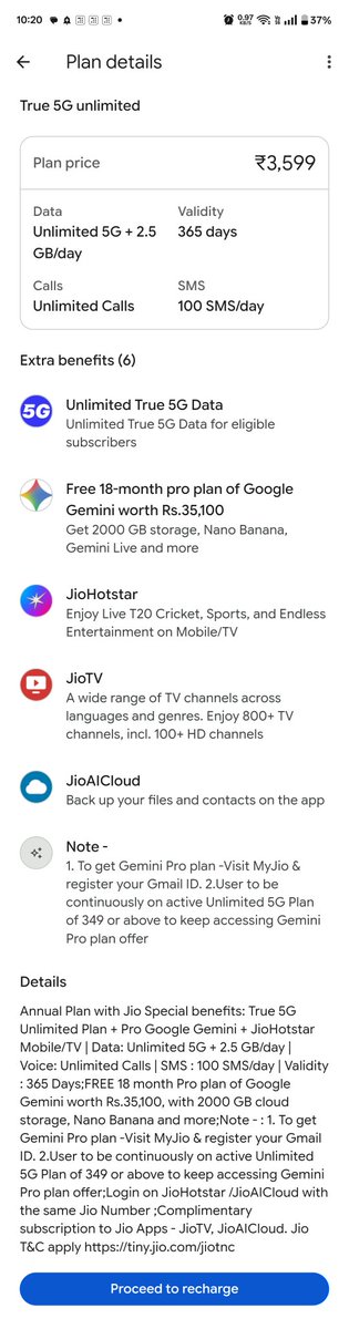 technoer's tweet photo. @TRAI @reliancejio @JioHotstar @JioCare why is misleading info being shared on 3rd party app for recharge and nobody from your side correcting it, in this plan you get JiohHotstar only for 90days and not 365days. I have done 2 connection recharges and later got a message for it. https://t.co/8Xx2F783Jr