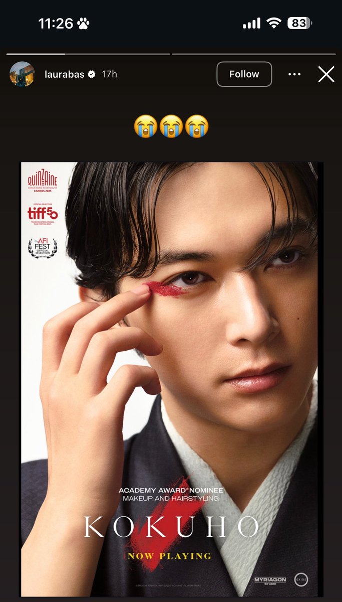 oryoism's tweet image. Kak Laura Basuki setelah nonton Kokuho bareng Reza Rahadian dan Morgan Oey: "😭😭😭"

dan kak Artika Sari Devi yg divideoin suaminya nangis setelah liat perform Sagi Musumenya Oryo di Kokuho.