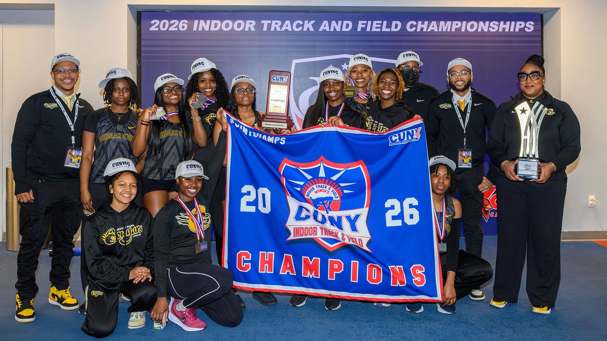 CUNYAC's tweet image. WTRACK: @MECCougars captures its third straight CUNYAC women's indoor track and field conference title Sunday night.

MEC's Brianna Lindo named Championship MVP after scoring points for the Cougars in 10 events!

➡️ cunyathletics.com/news/2026/3/2/…

#d3tf #TheCityPlaysHere #CUNYchamps