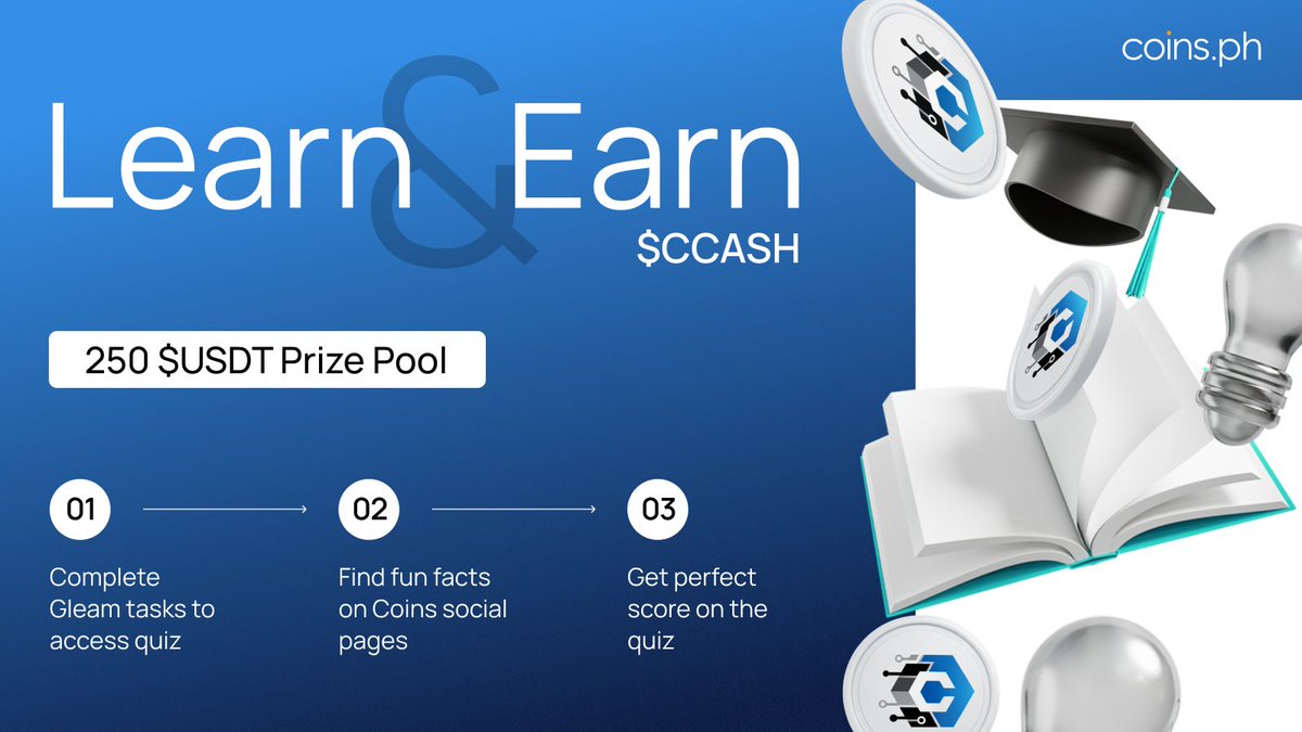 We’ve got another Learn &amp; Earn for you this week, and this time we’ve got $CCASH (<a href="/ccash_official/">C-CASH Global</a>) in the mix! 

💰 250 $USDT (₱14,500+) prize pool 
💸 20 winners will get 12.5 $USDT (~₱730) each! 

How to join: 
1️⃣ Complete Gleam tasks 👉 gleam.io/o2alO/ccash-le… 
2️⃣ Comment