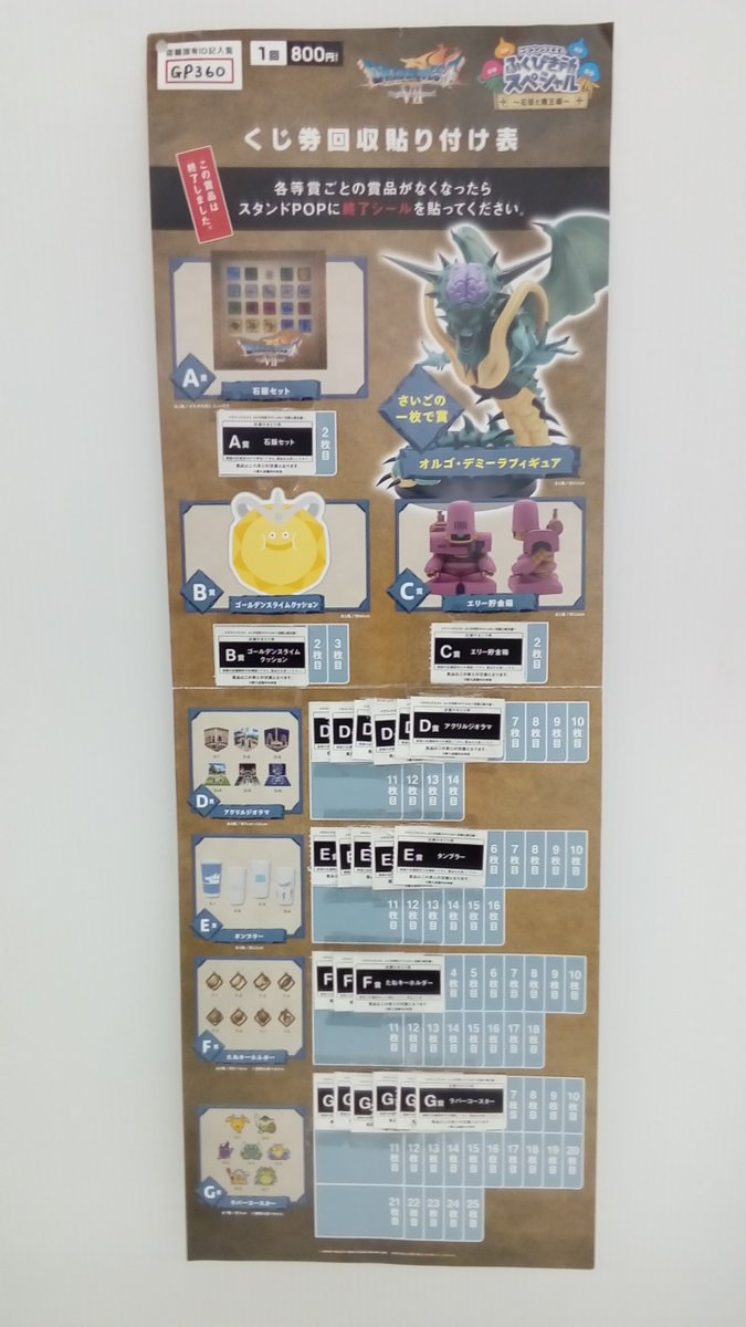 🔥くじ在庫情報🔥 『#ドラゴンクエスト ふくびき所スペシャル ～石板と
