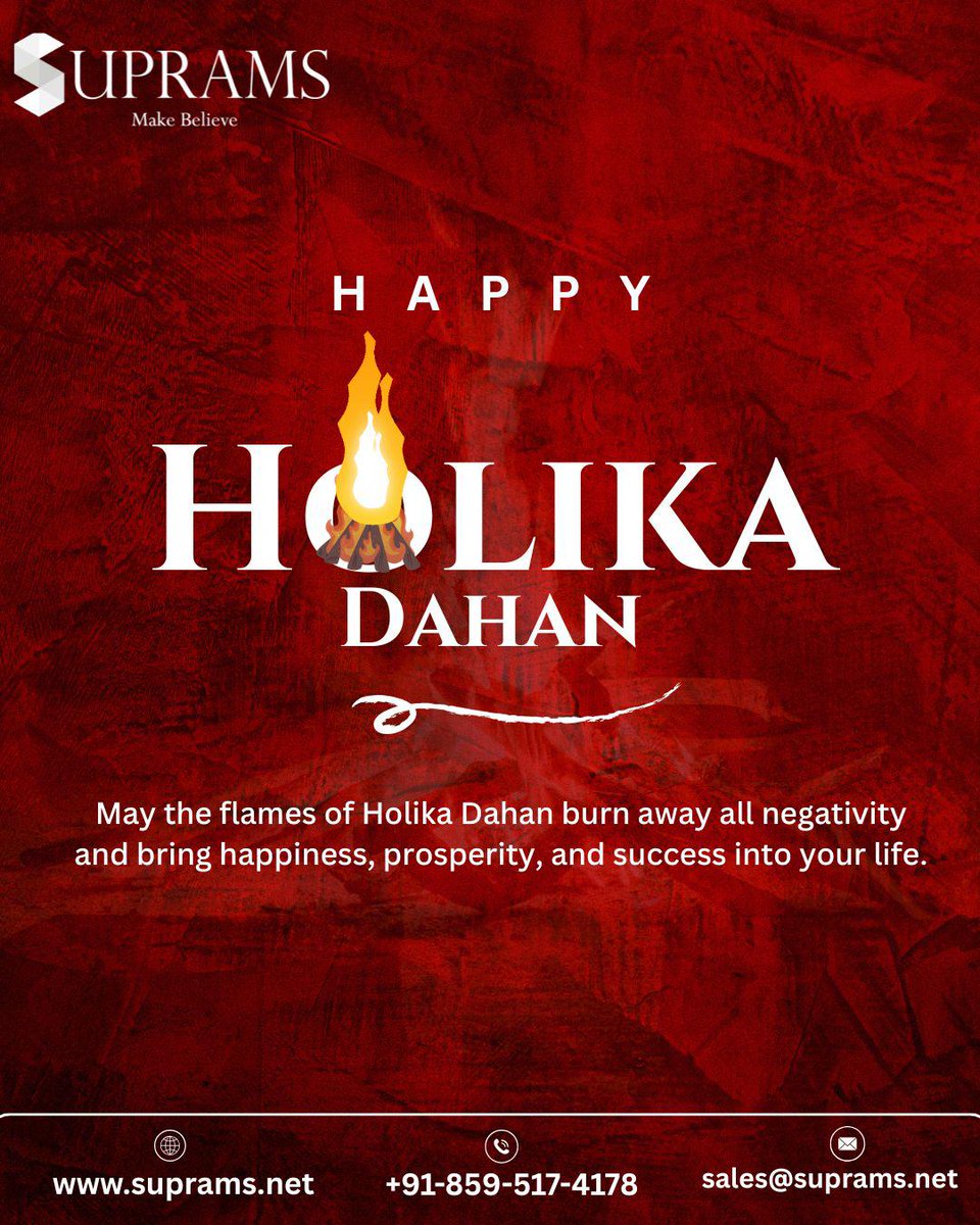 suprams_info's tweet photo. 🔥 Wishing you a joyful and prosperous Holika Dahan!
May the sacred flames burn away negativity and light your path with happiness, success, and new beginnings. ✨

-Suprams Info Solutios

#HolikaDahan #HappyHoli #FestivalOfColors #IndianFestivals #Holi https://t.co/SYytYp5lVV