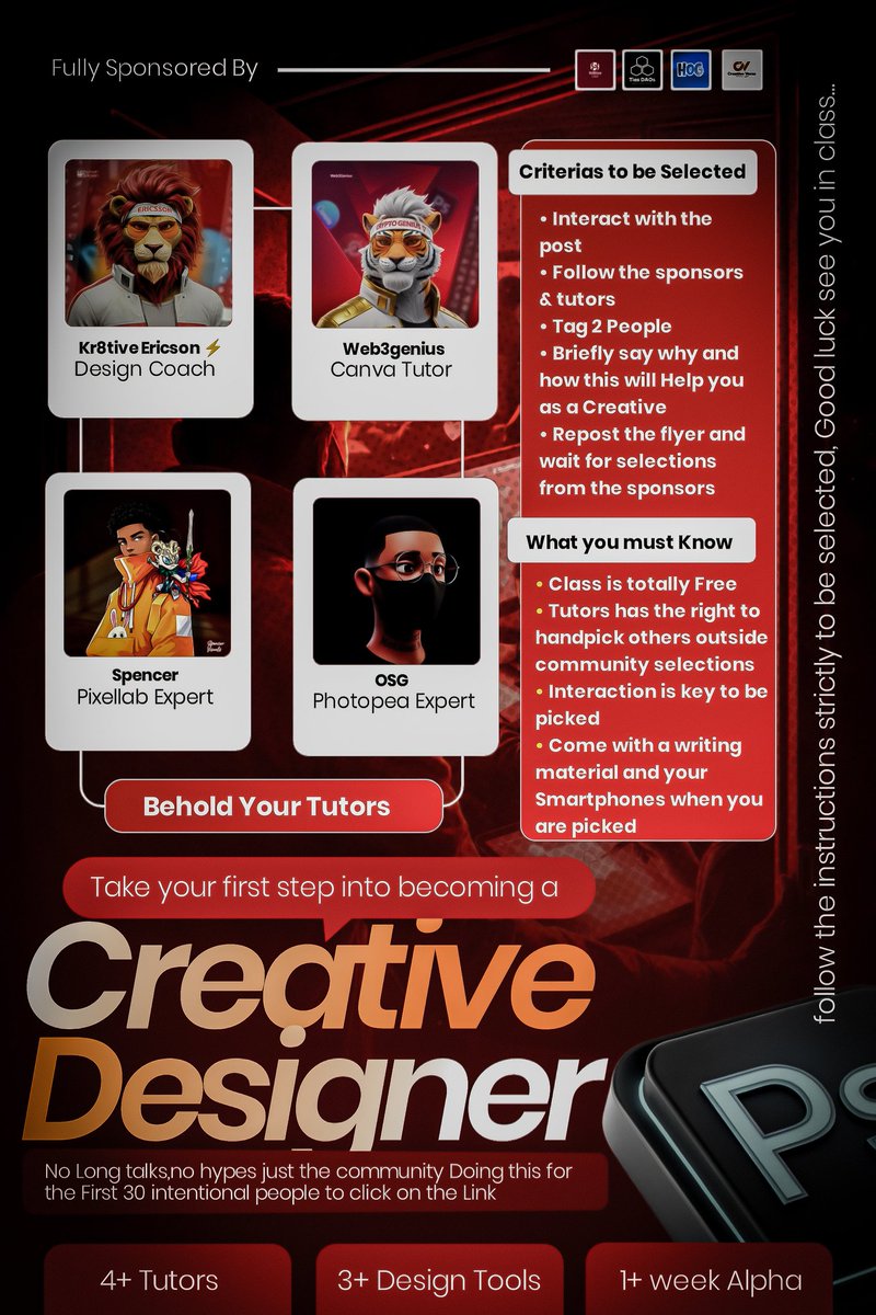 The Face 
The prompt made for me by <a href="/ShallowMonarch/">𝕊𝕙𝕒𝕕𝕠𝕨 𝕄𝕠𝕟𝕒𝕣𝕔𝕙</a>, thank you my bro the prompt King 
The class where I'd be one of the tutors, partnering with the <a href="/Kr8tiveCabal/">KR8TIVE CABAL ⚡</a> 

I'll be creating time, from today to run banner for 5 people at 60% off my actual charge

Happy New Week Legends