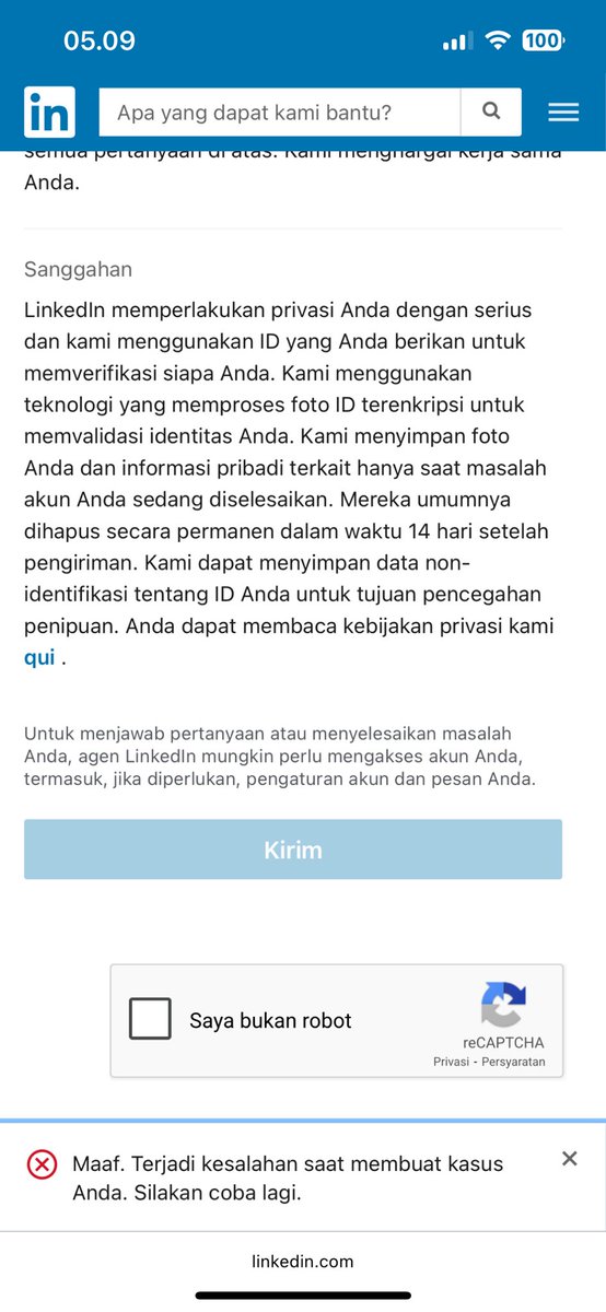 Isstykh's tweet photo. @LinkedInHelp Hello, my account has been restricted for almost 1 week. And I don't know what the cause is, I just use a proper account. To find a job, find friends and relations, I have submitted an appeal form but during the confirmation process, please help me https://t.co/iN89bmogCQ