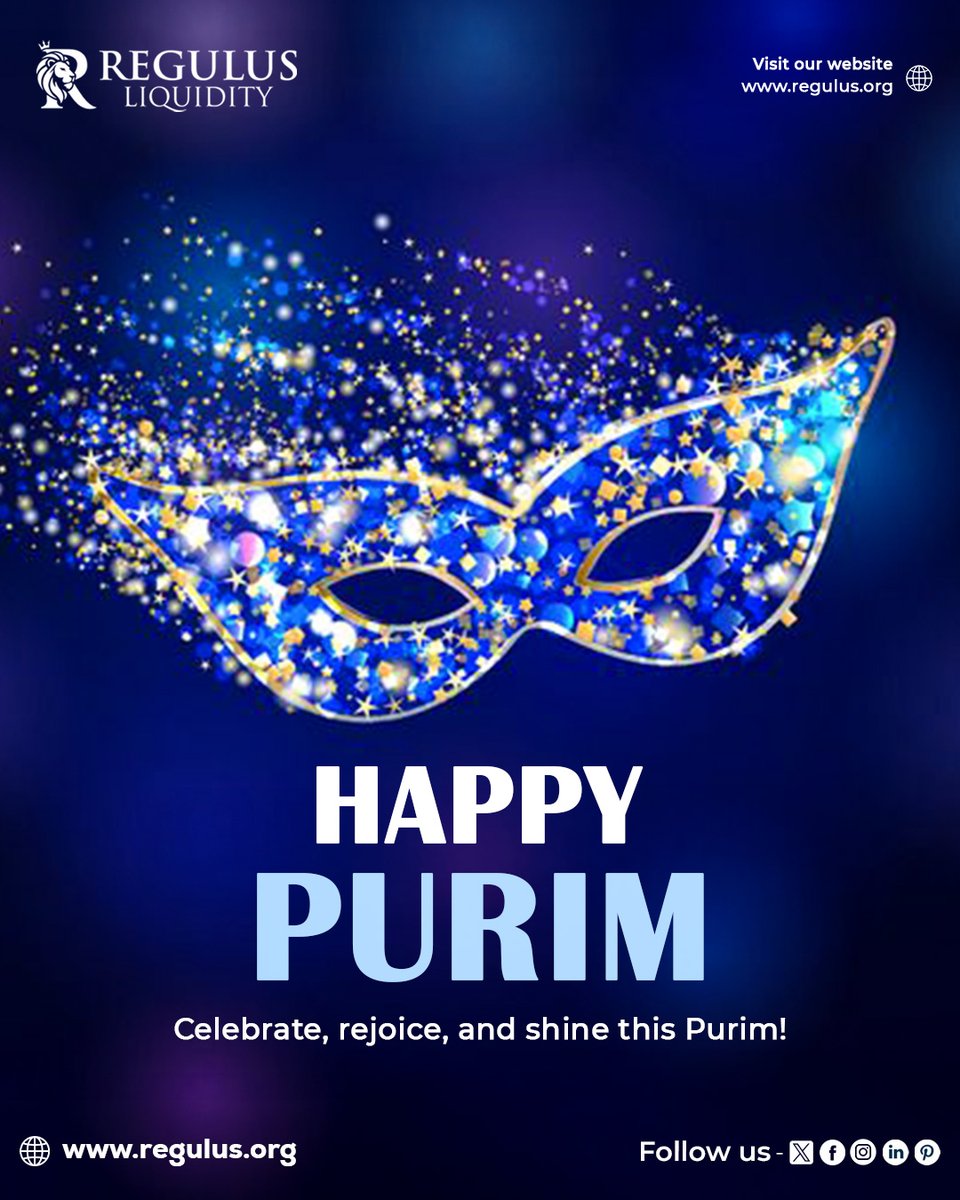 regulusorg's tweet image. Wishing you a joyful and meaningful Purim! 🎭

#HappyPurim #RegulusLiquidity